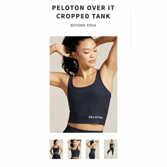NWT Beyond Yoga Women's Blue Peloton Stretchy Over It Cropped Tank - Picture 1 of 6